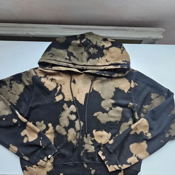 Cotton Citizen Black Brown Hues Tie-Dye Cropped Hooded Sweatshirt - Picture 10 of 15